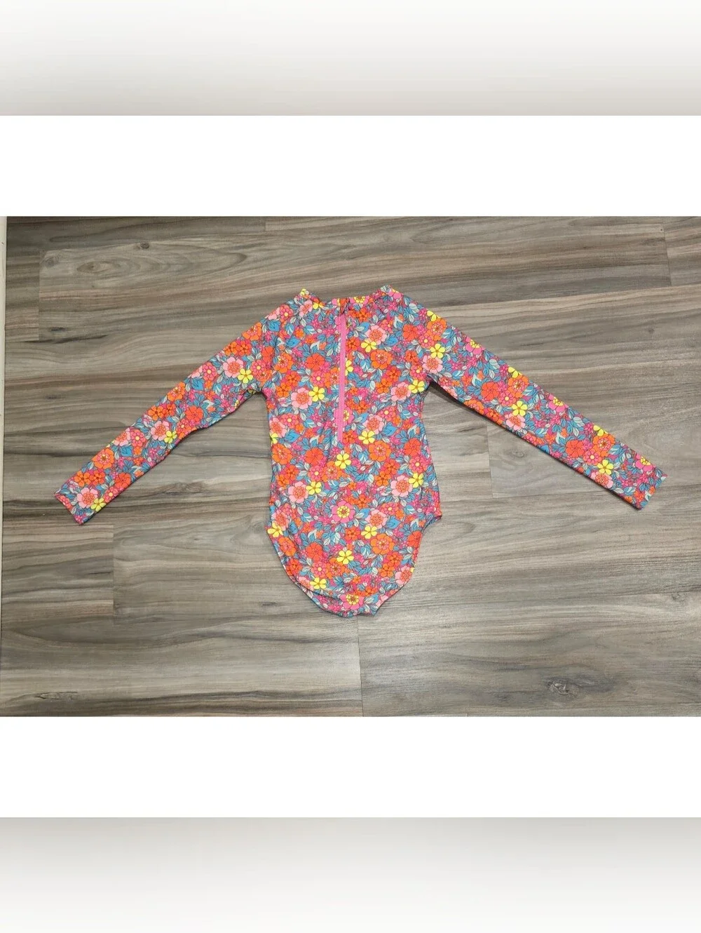 Cat & Jack Floral Long Sleeve Rash Guard Swimsuit Girls XL 14